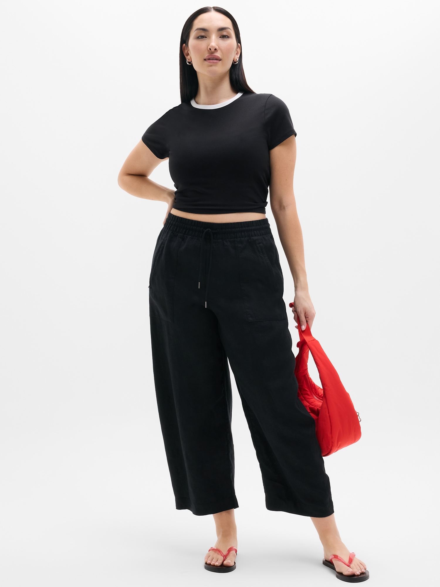 Retreat Linen Easy Barrel Crop Pant