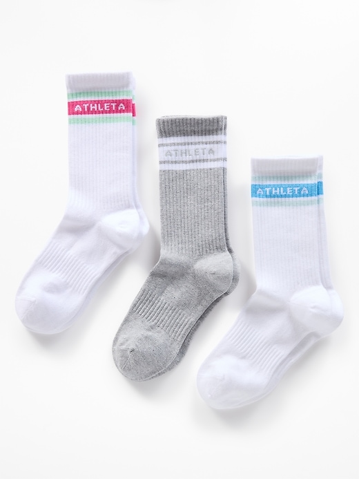 Image number 1 showing, Athleta Girl Everyday Crew Sock 3-Pack