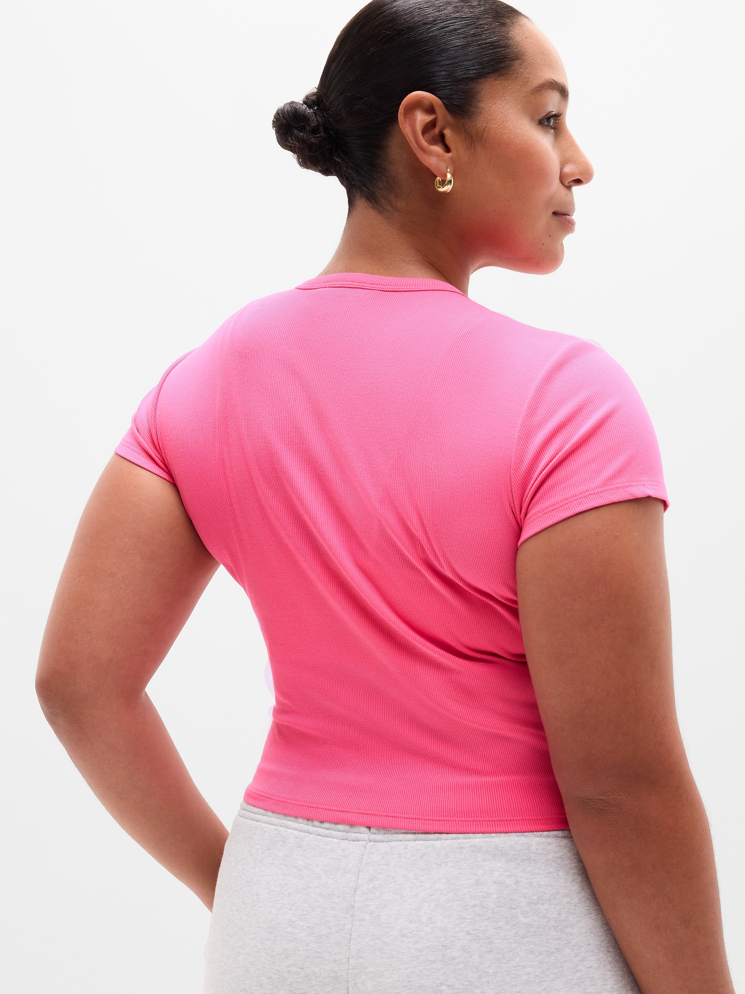 Athleta Signature Rib Crop Tee - Pink (Cerise)
