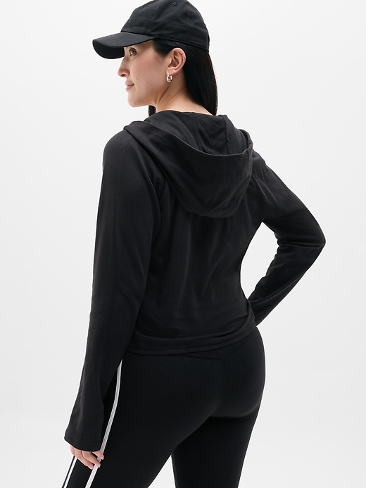 Image number 6 showing, Airy Cotton Terry Wrap Hoodie