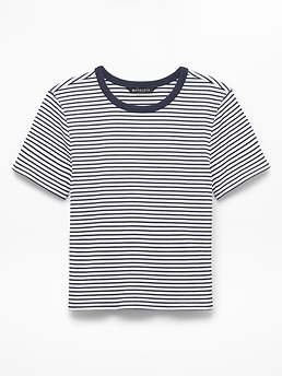 Athleta Signature Rib Crop Tee - Blue (Martina Navy Stripe)