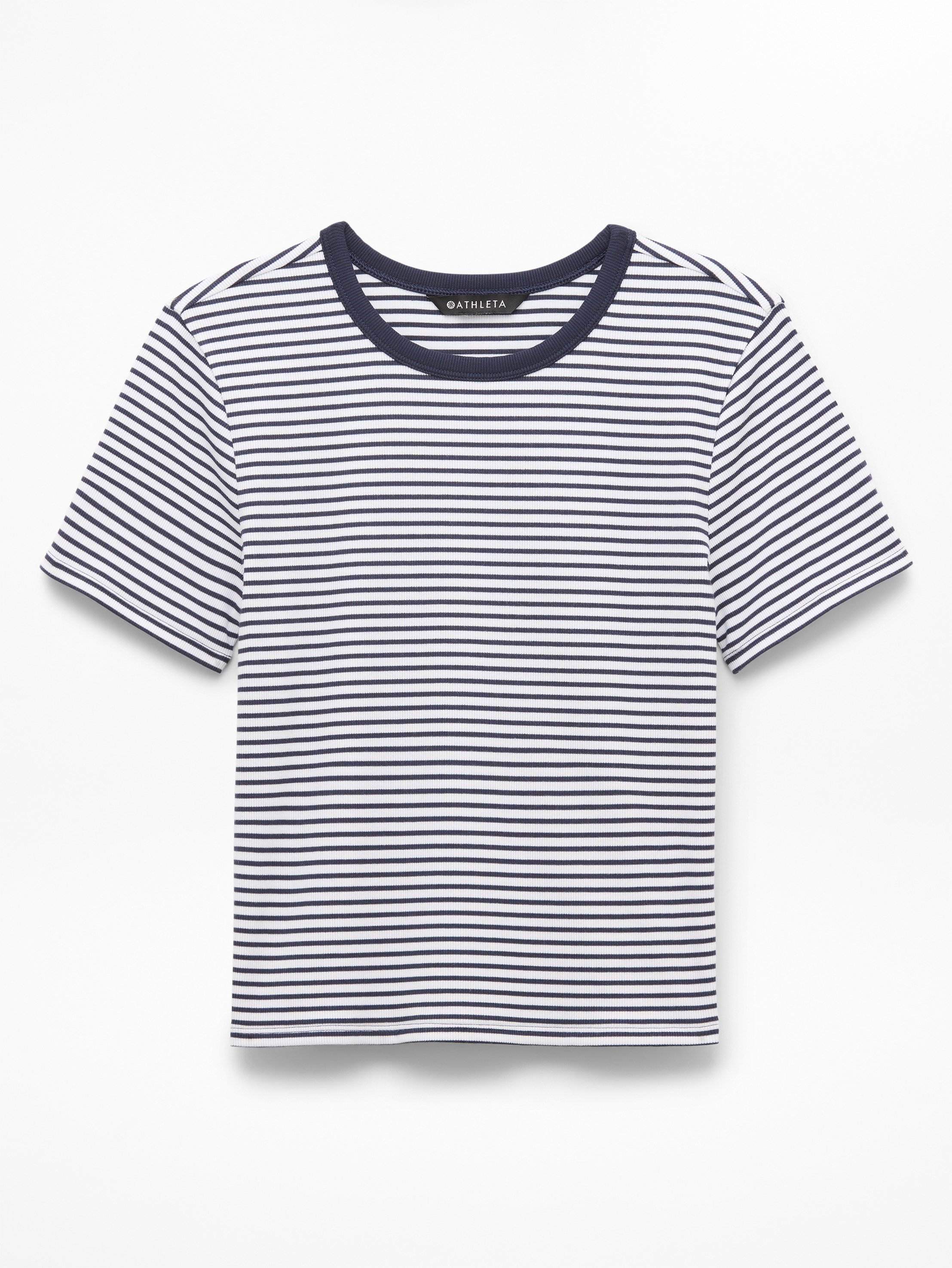 Athleta Signature Rib Crop Tee - Blue (Martina Navy Stripe)