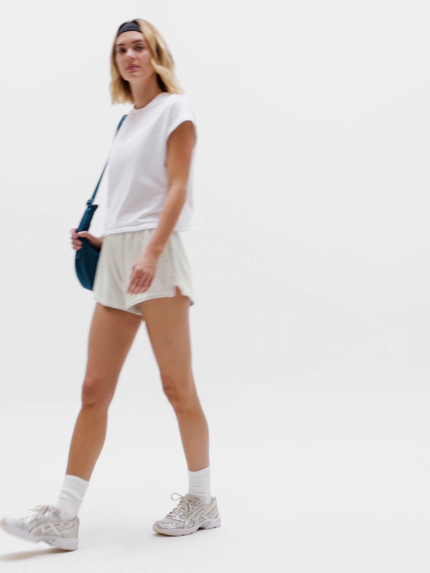Athleta Airy Cotton Terry Sweatshirt Tee - White (Bright White)