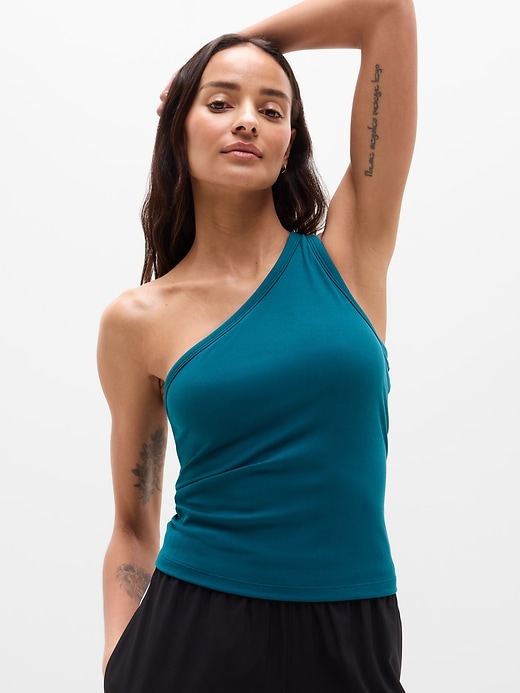 Image number 1 showing, Signature Rib Asym One Shoulder Support Top