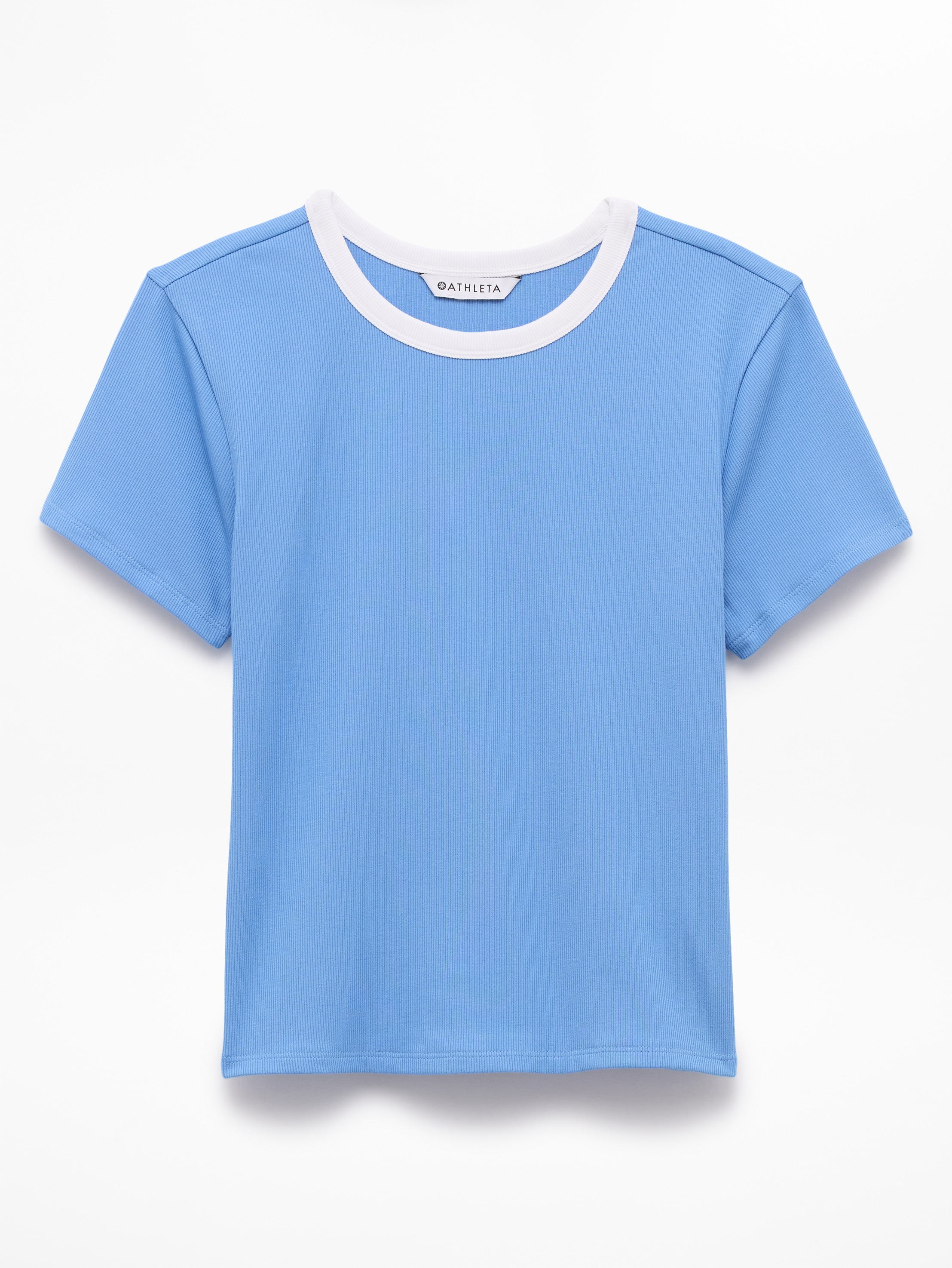 Athleta Signature Rib Crop Tee - Blue (Waterfall/White)