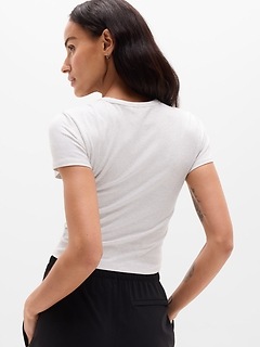 Athleta Signature Rib Crop Tee - Gray (Fog Grey Heather)