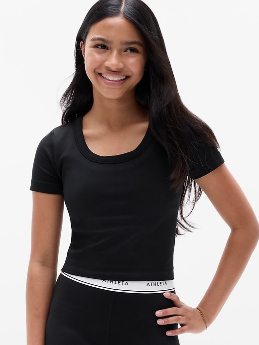 Image number 1 showing, Athleta Girl Rise Above Rib Scoop Tee