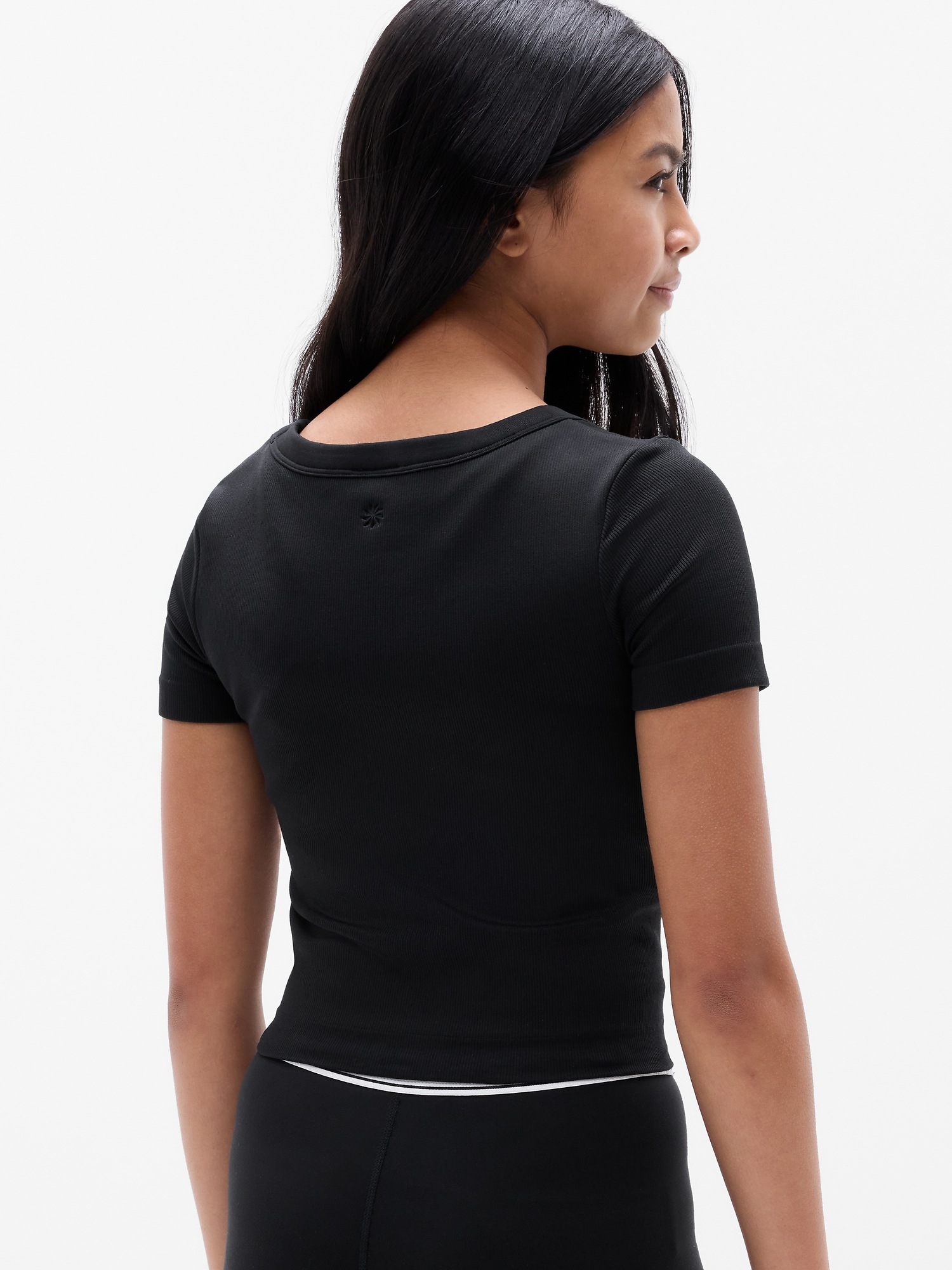 Футболка Athleta Rise Above Rib Scoop для девочек, цвет: Чёрный — фото 3