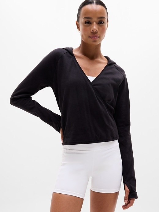Image number 1 showing, Airy Cotton Terry Wrap Hoodie