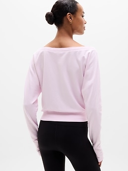 Airy Cotton Terry Boat Neck Sweatshirt - Pink - image 3