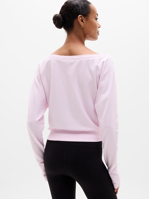Image number 3 showing, Airy Cotton Terry Boat Neck Sweatshirt