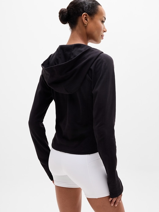 Image number 3 showing, Airy Cotton Terry Wrap Hoodie
