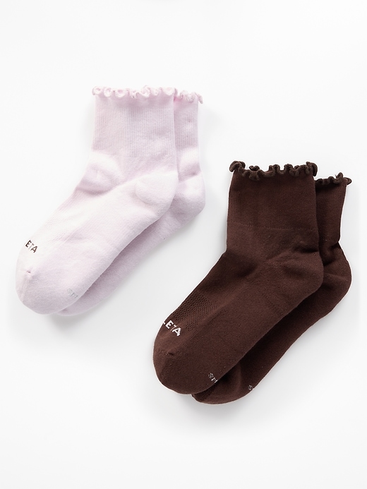 Image number 1 showing, Athleta Ruffle Everyday Quarter Crew Sock 2-Pack