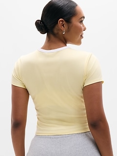 Athleta Signature Rib Crop Tee - Yellow (Solstice/White)