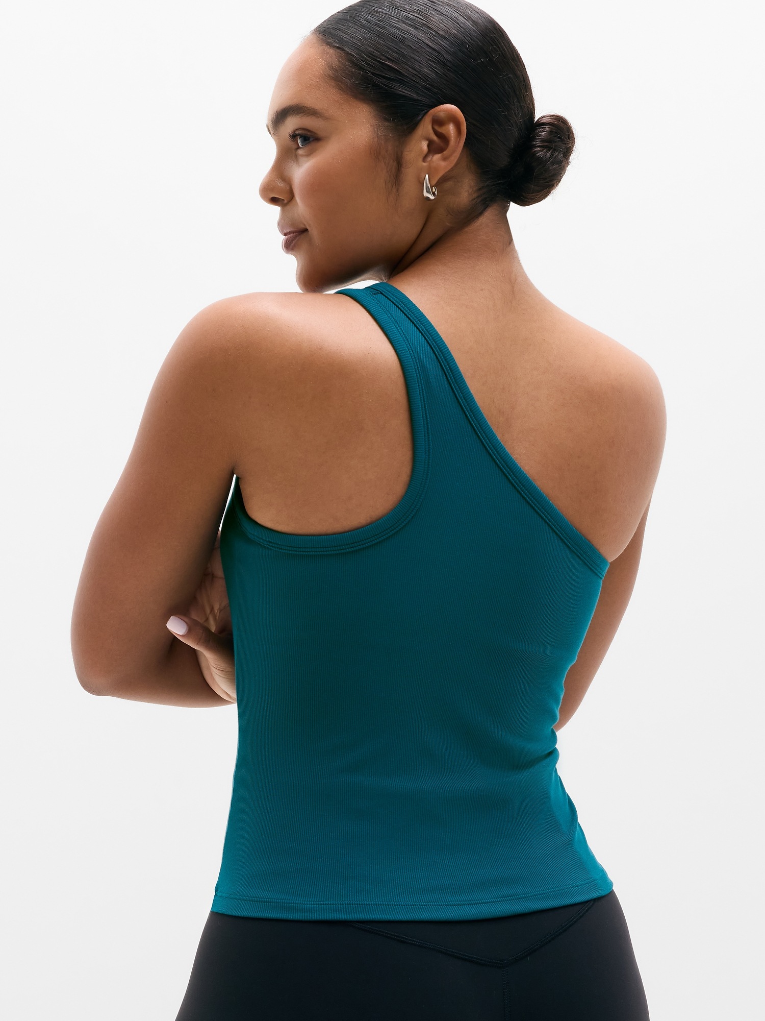 Женский топ Athleta Signature Rib Asym One Shoulder Support, цвет: Бирюзовый — фото 5