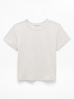 Athleta Signature Rib Crop Tee - Gray (Fog Grey Heather)