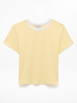 Athleta Signature Rib Crop Tee - Yellow (Solstice/White)