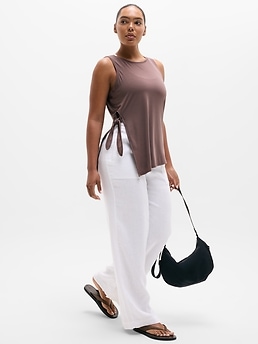 Move With Ease Asym Tie Tank - Brown - image 4