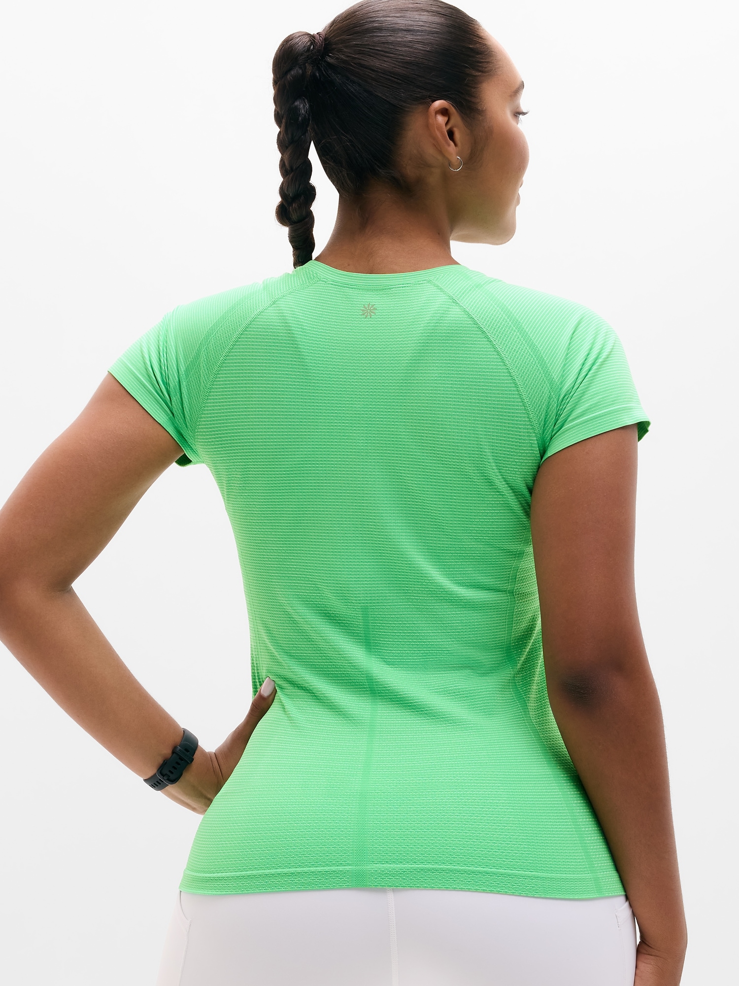 Athleta Momentum Flex Tee - Green (Palmetto Mini Stripe)