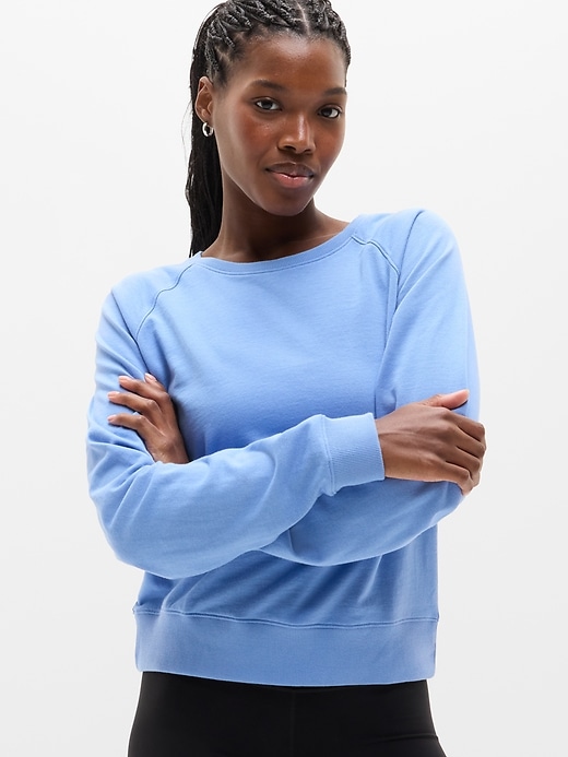 Image number 1 showing, Airy Cotton Terry Crew Sweatshirt