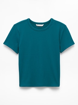 Athleta Signature Rib Crop Tee - Green (Coastal Teal)