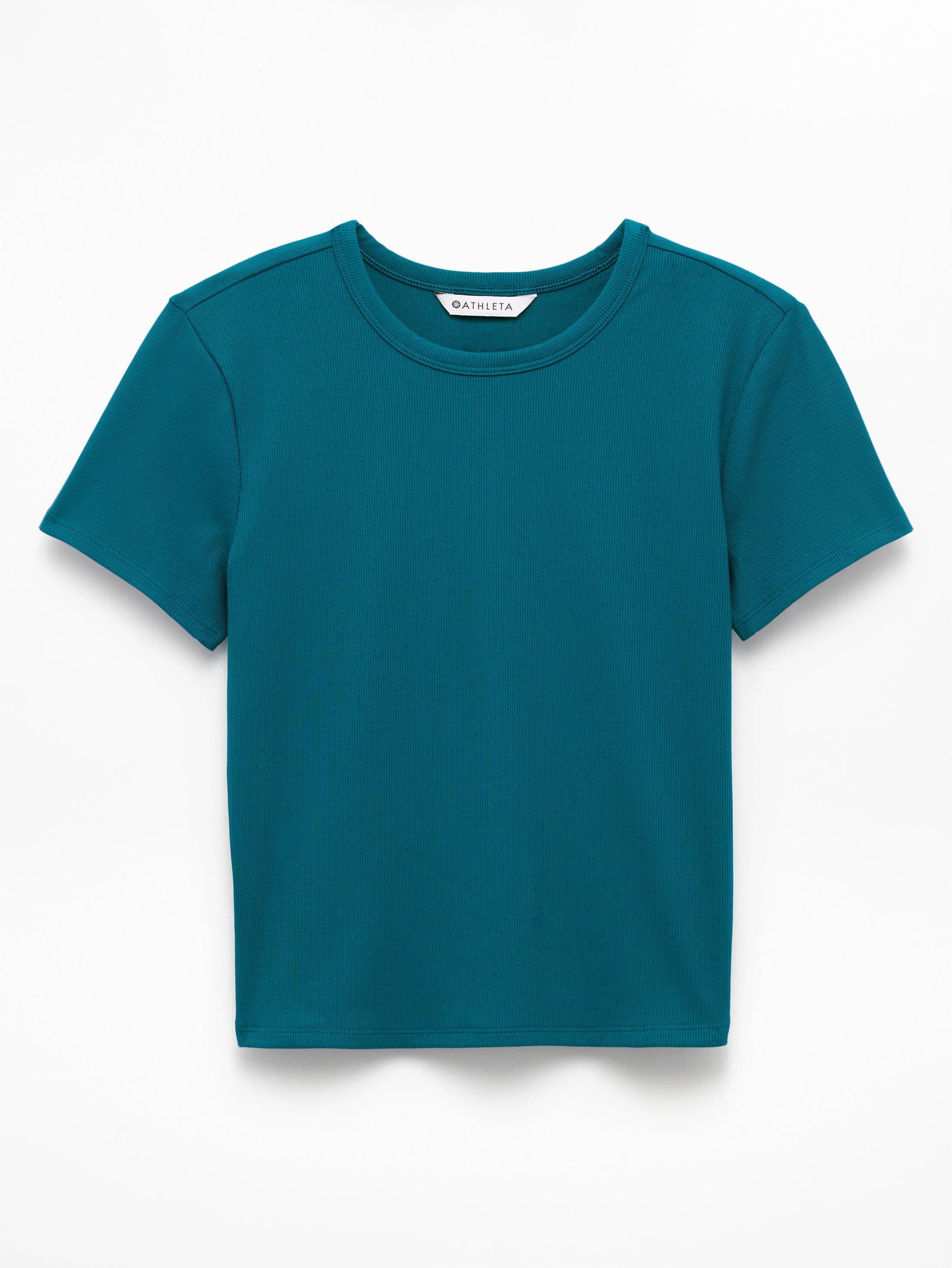 Athleta Signature Rib Crop Tee - Green (Coastal Teal)