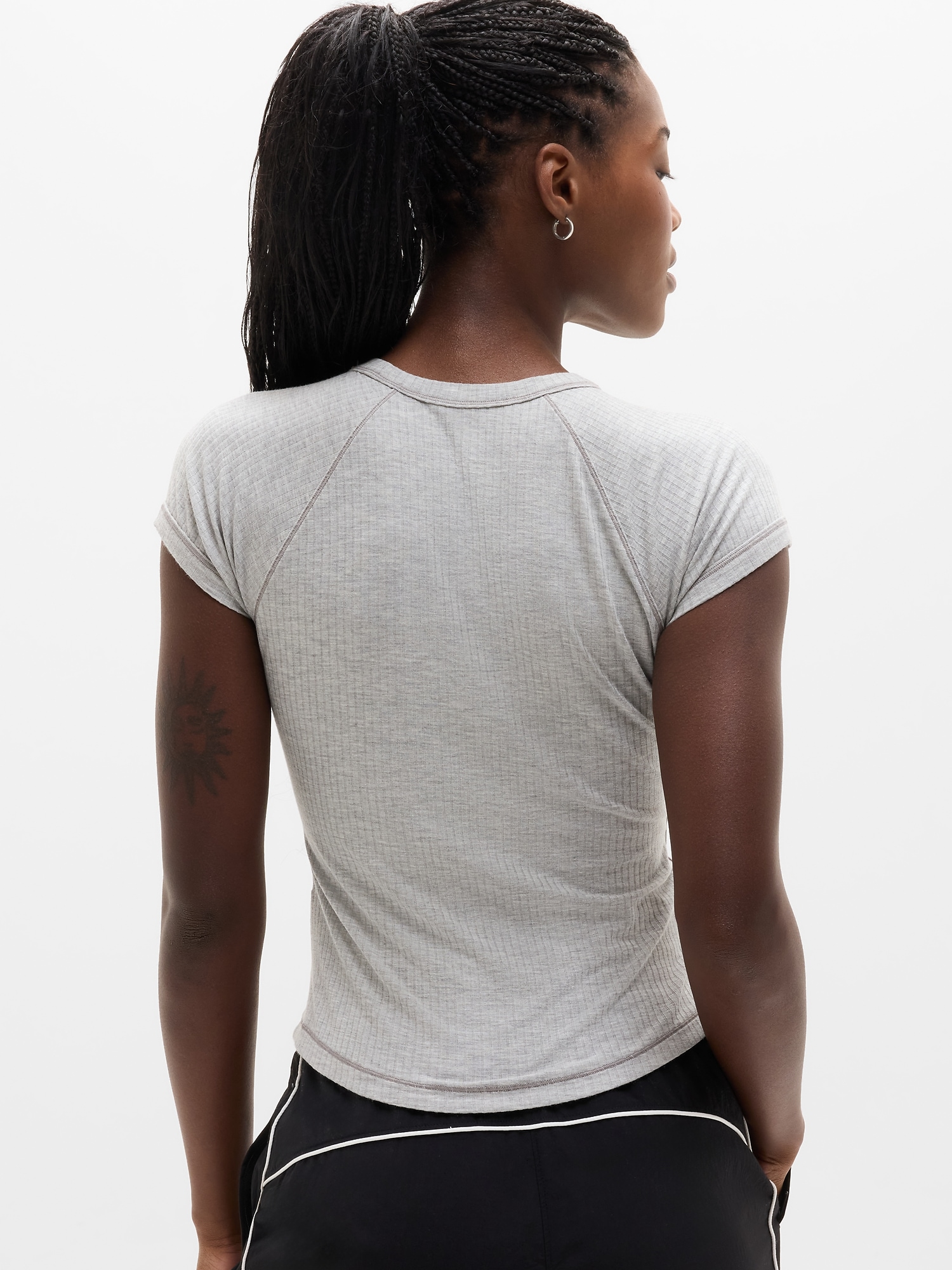 Athleta Perfect Rib Tee - Gray (Grey Heather)