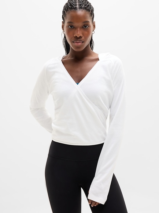 Image number 1 showing, Airy Cotton Terry Wrap Hoodie