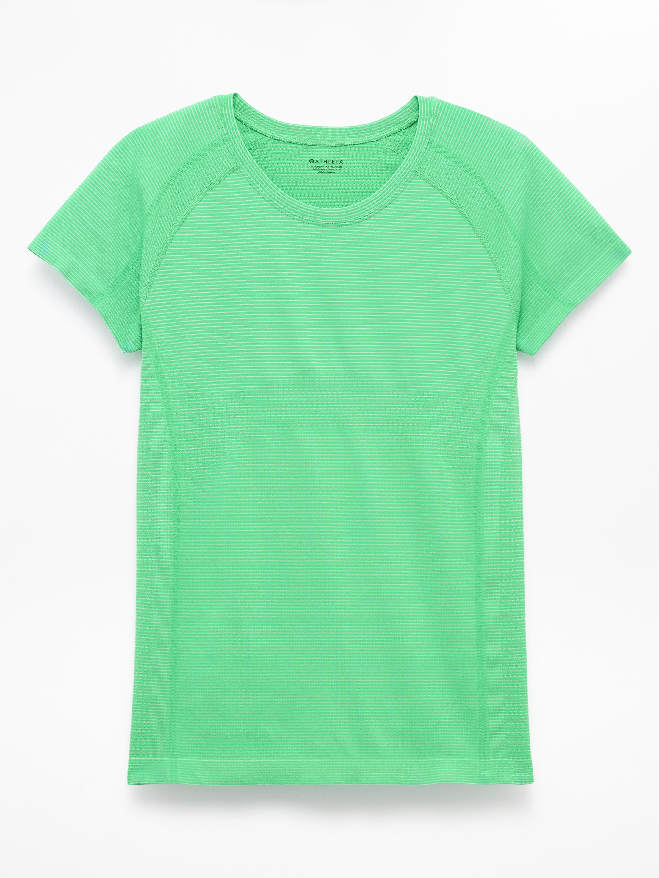 Athleta Momentum Flex Tee - Green (Palmetto Mini Stripe)