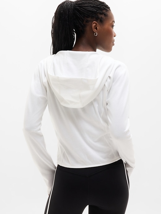 Image number 3 showing, Airy Cotton Terry Wrap Hoodie