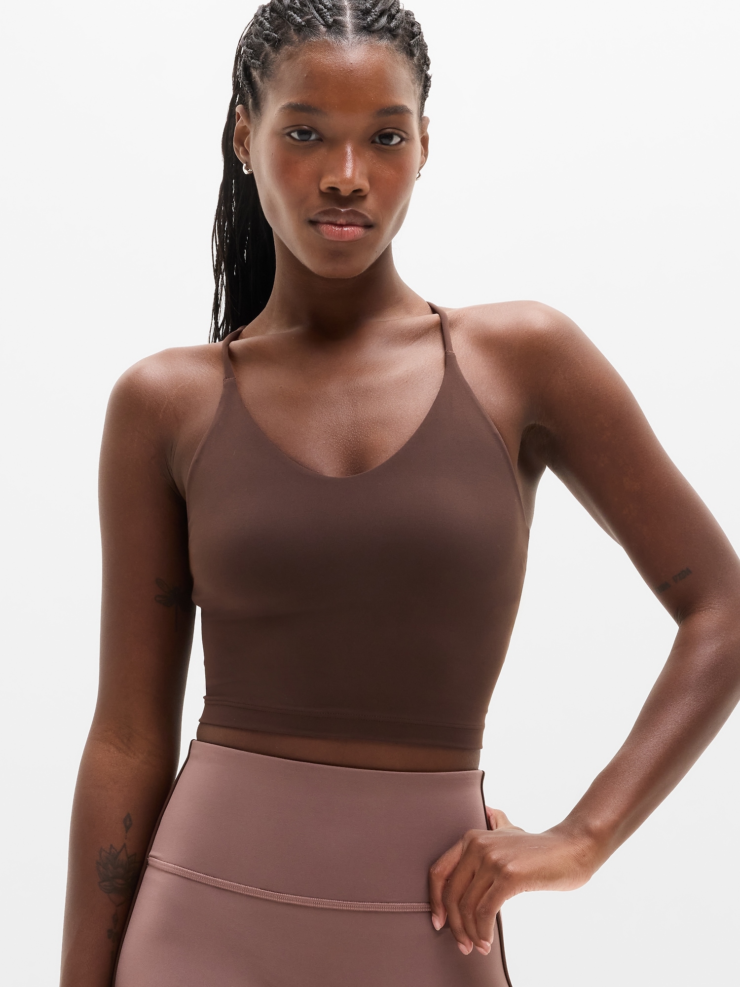 Transcend Thin Strap Crop Bra - Brown