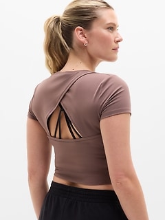 Athleta Transcend Open Back Tee - Brown (Driftwood)