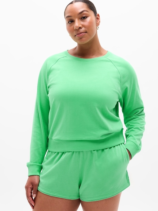 Image number 1 showing, Airy Cotton Terry Crew Sweatshirt