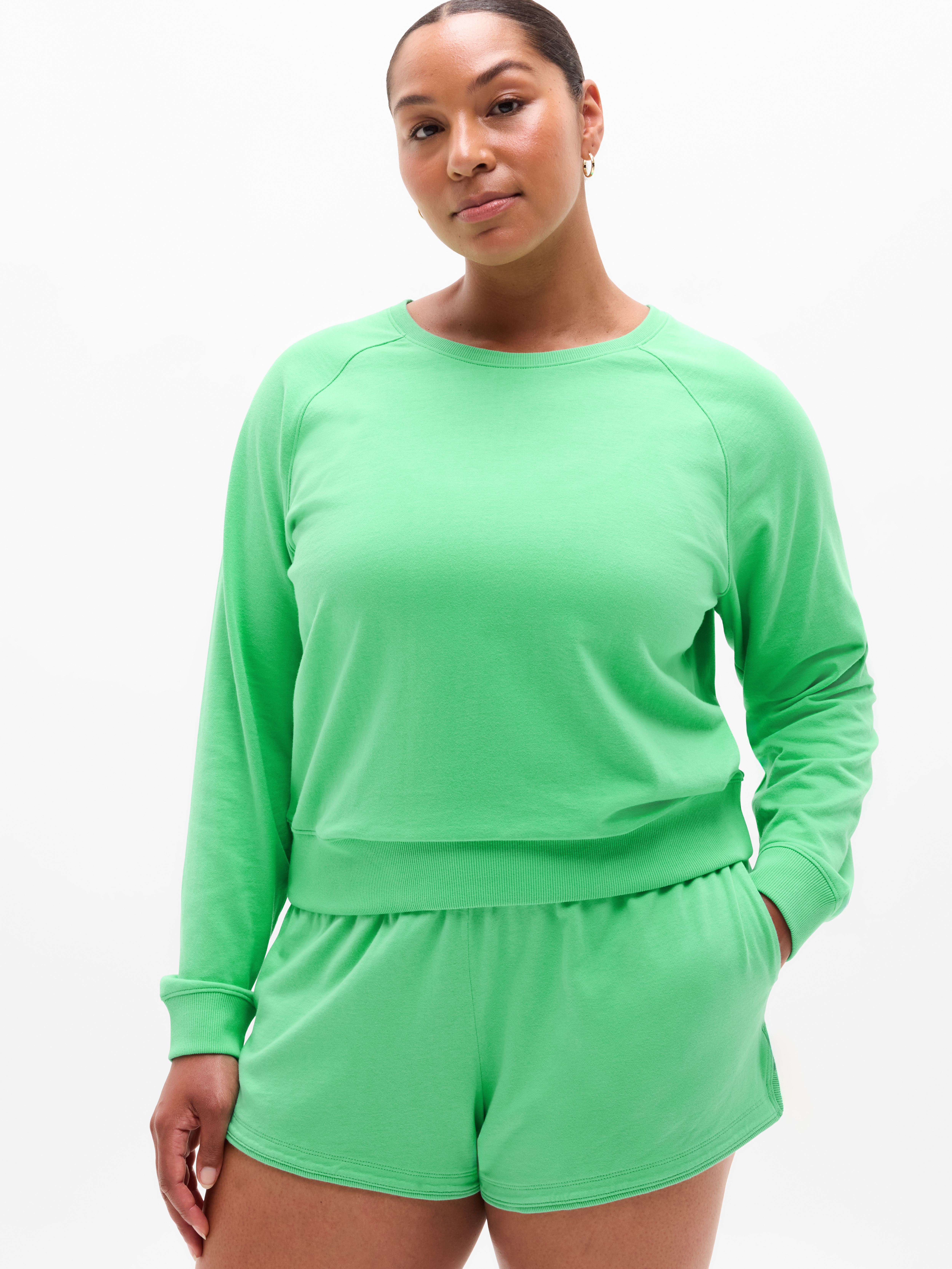 Airy Cotton Terry Crew Sweatshirt