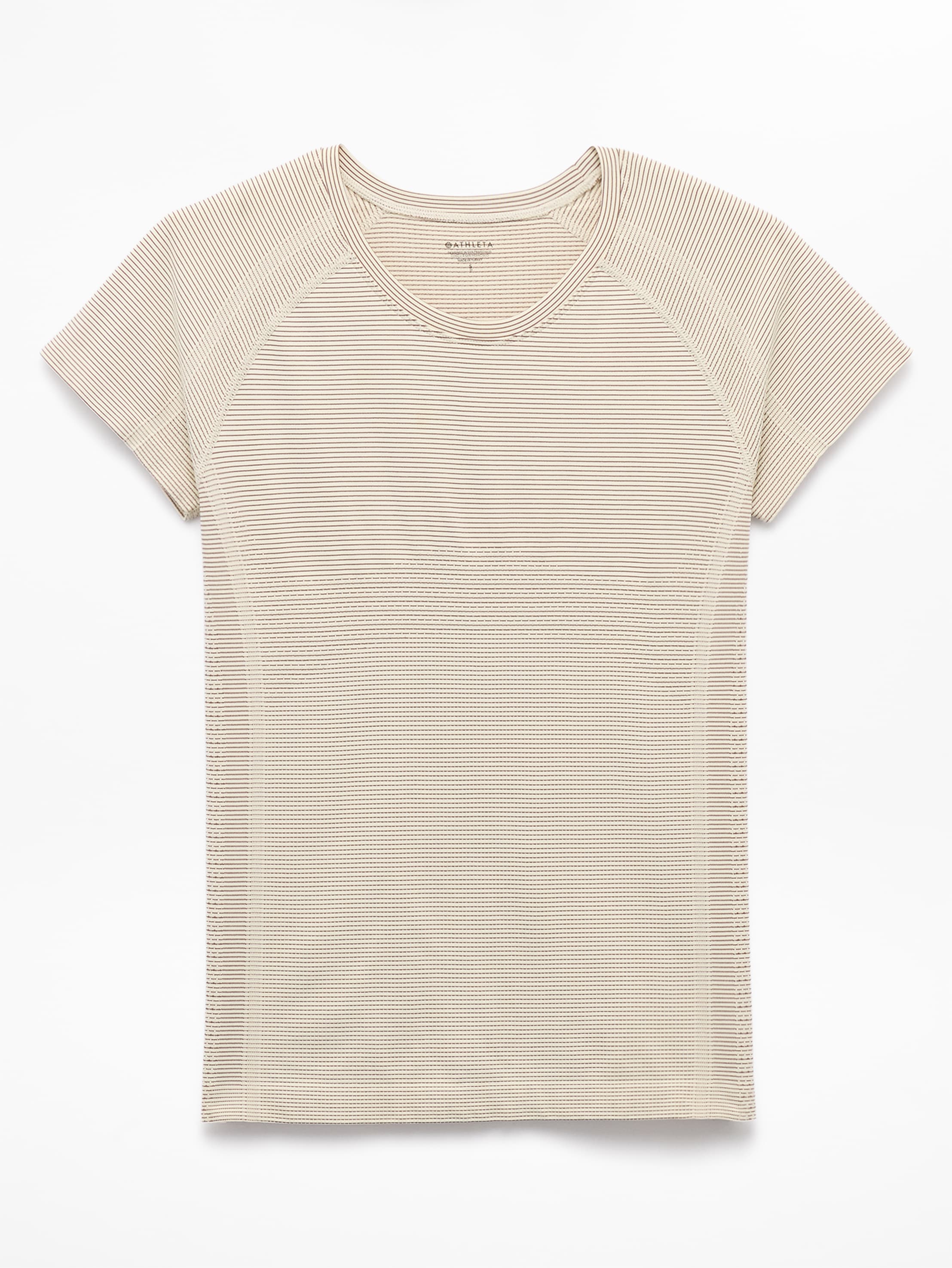 Athleta Momentum Flex Tee - Beige (Pearl Mini Stripe)