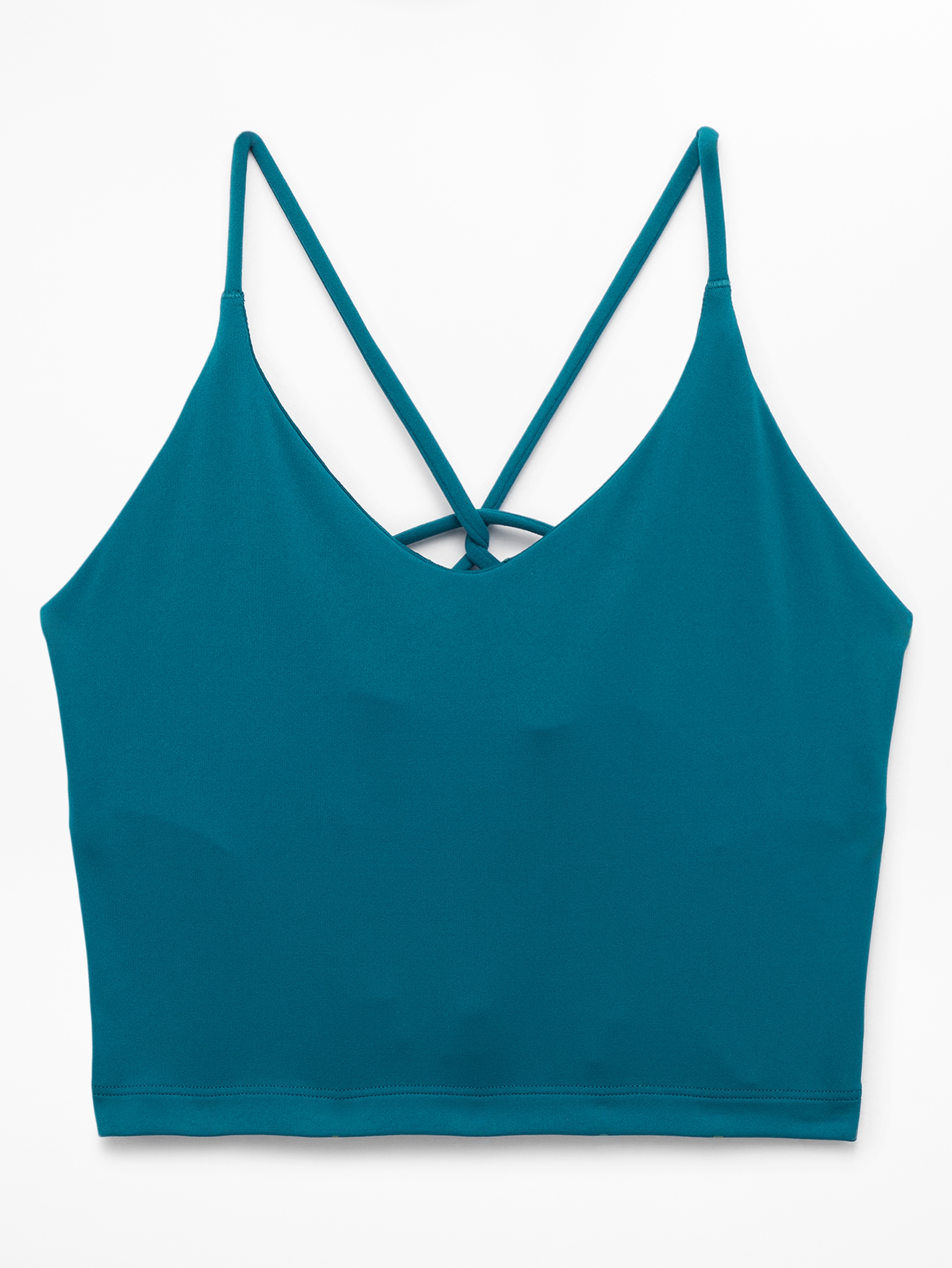 Athleta Transcend Thin Strap Crop Bra - Green (Coastal Teal)