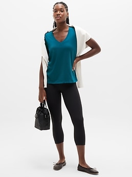 Favorite Cotton V-Neck Tee - Green - image 2
