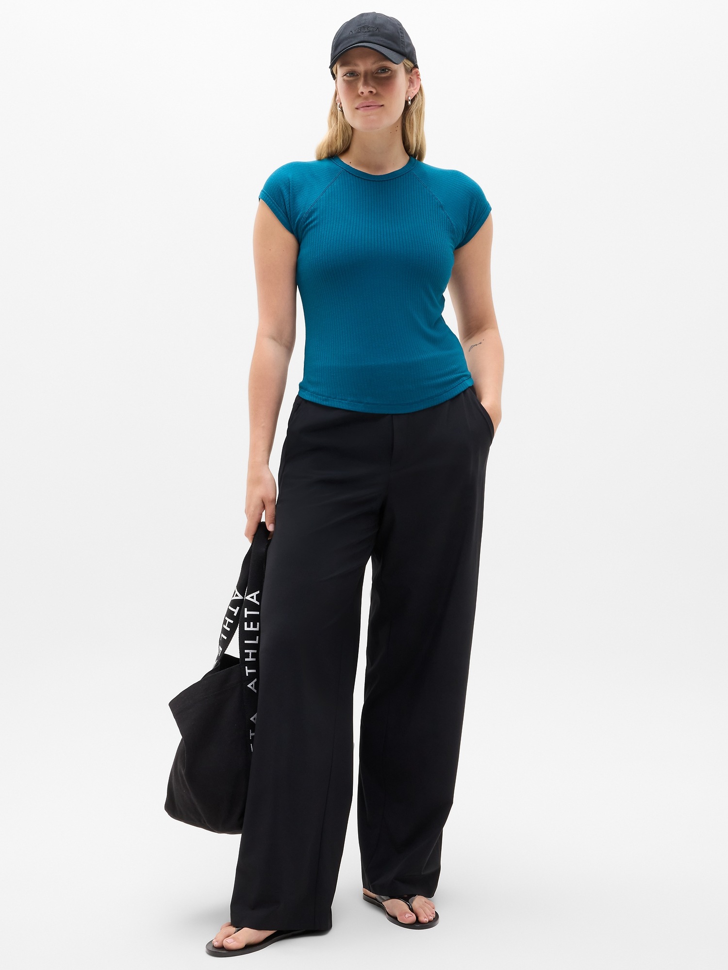 Женская футболка Athleta Perfect Rib, цвет: Бирюзовый — фото 2
