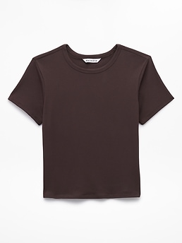 Athleta Signature Rib Crop Tee - Brown (Truffle Brown)