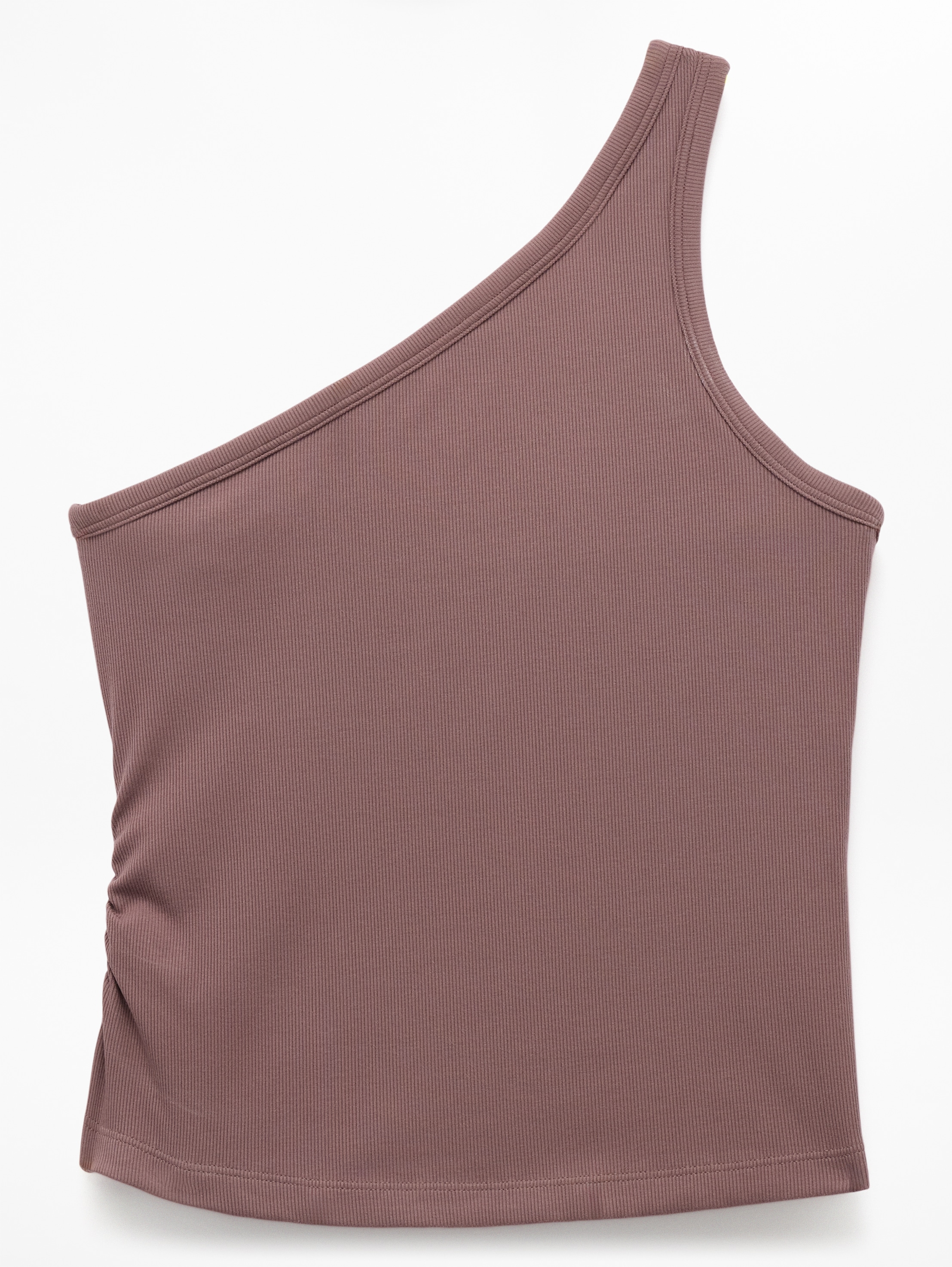 Athleta Signature Rib Asym One Shoulder Support Top - Brown (Driftwood)