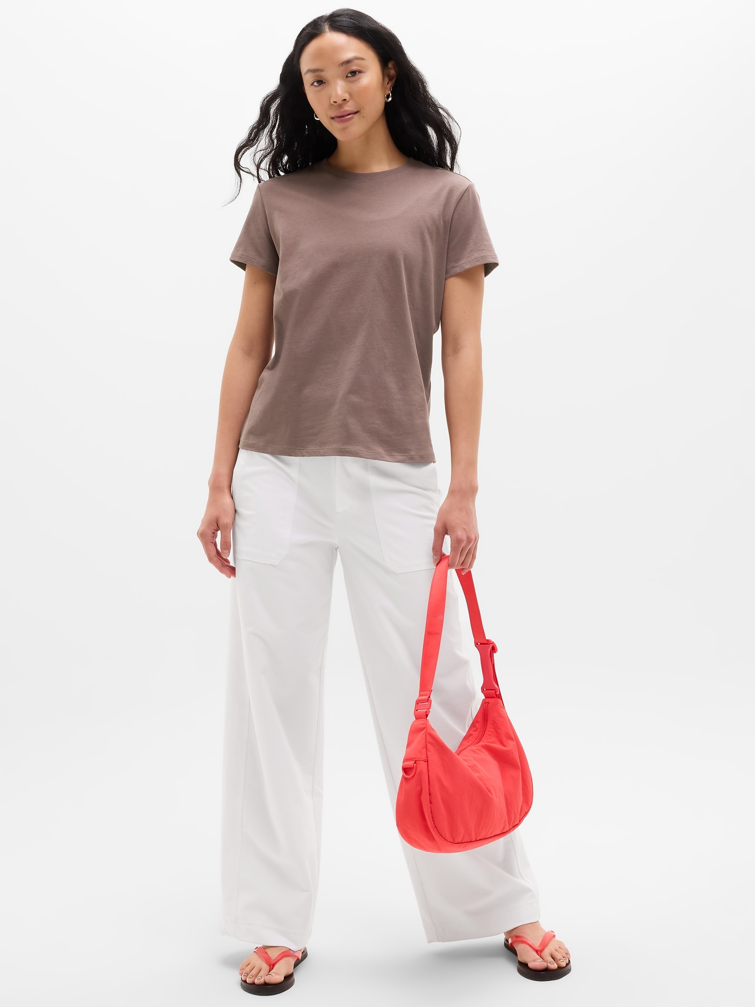 Athleta Favorite Cotton Classic Tee - Brown (Driftwood)