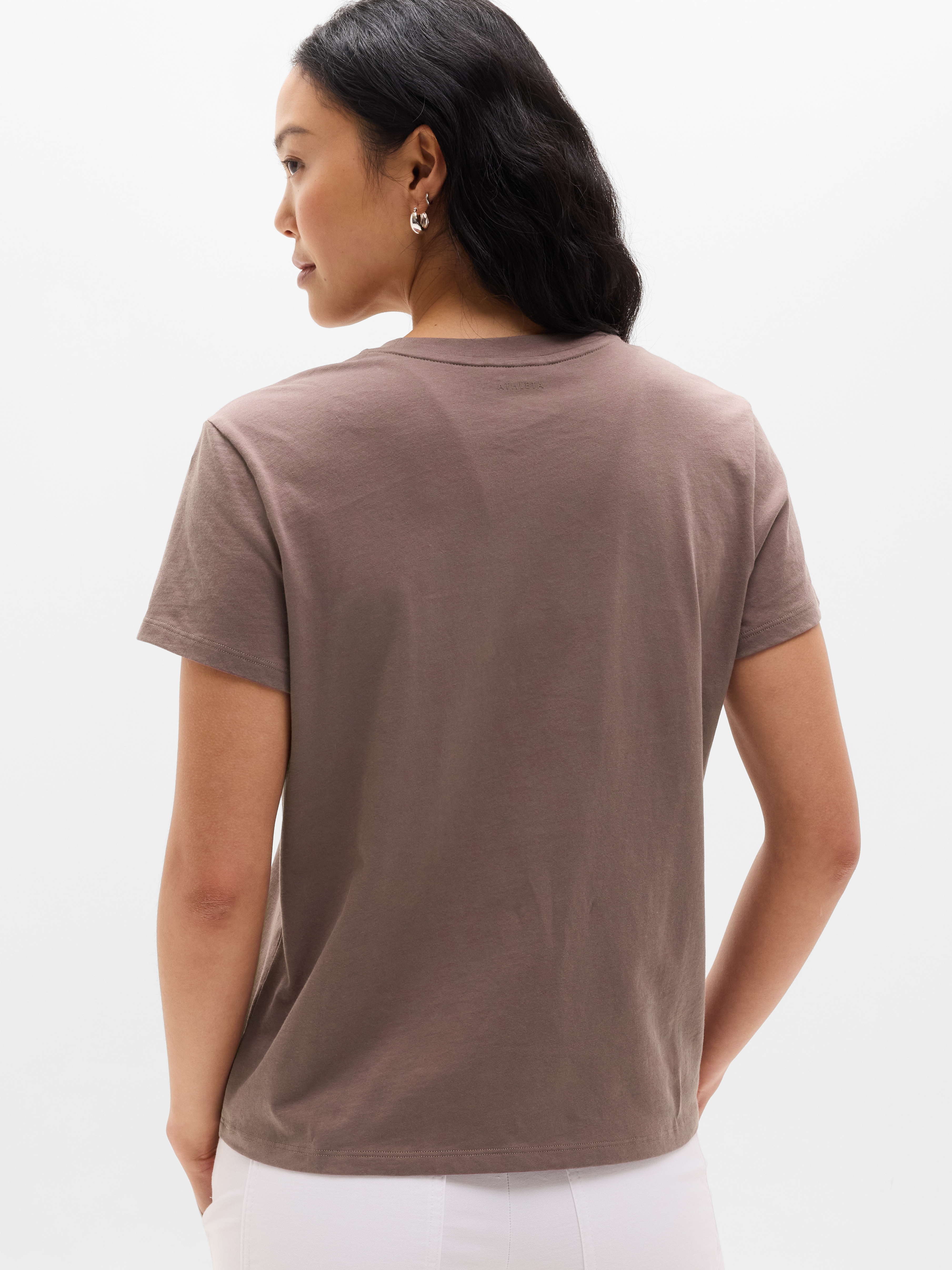Athleta Favorite Cotton Classic Tee - Brown (Driftwood)
