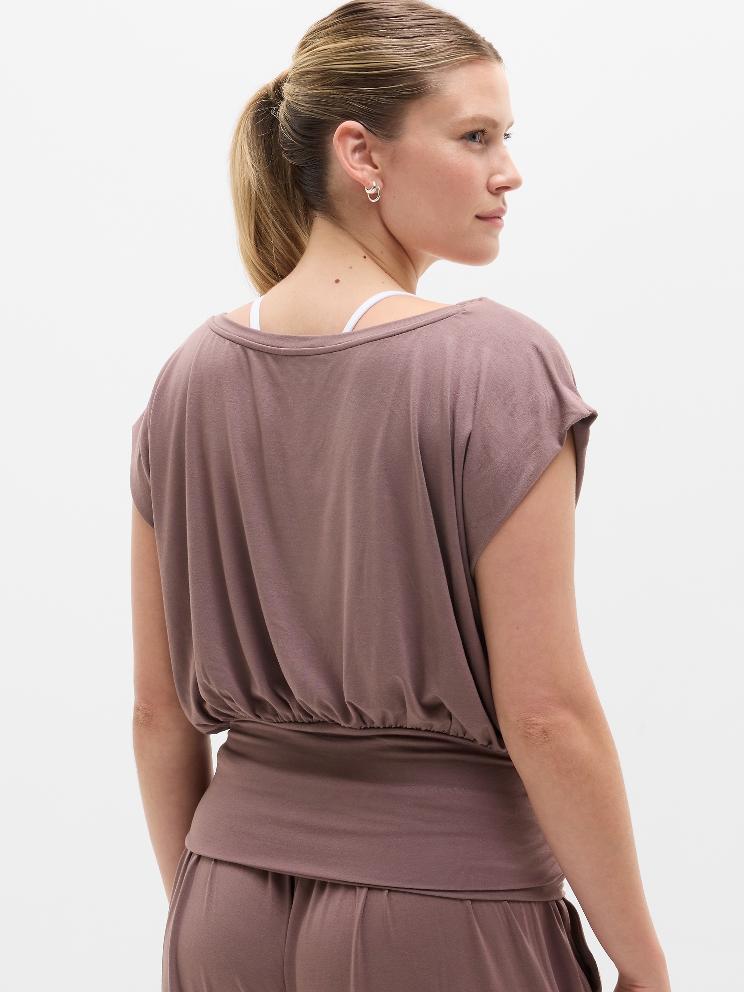 Athleta Dream Drape Tee - Brown (Driftwood)
