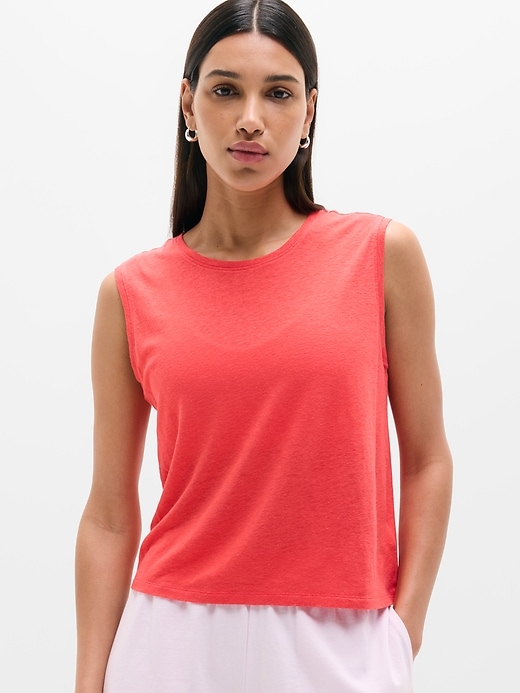 Image number 1 showing, Getaway Linen Blend Muscle Tank