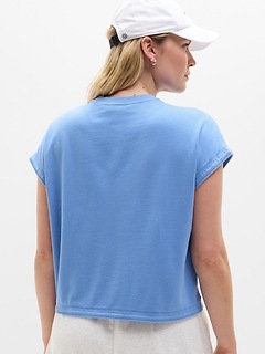 Athleta Airy Cotton Terry Sweatshirt Tee - Blue (Waterfall)