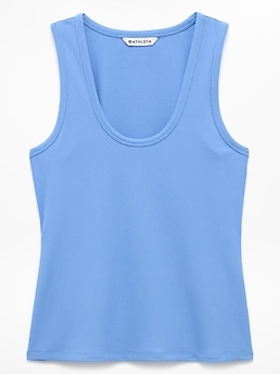Athleta Signature Rib Scoop Tank - Blue (Waterfall)