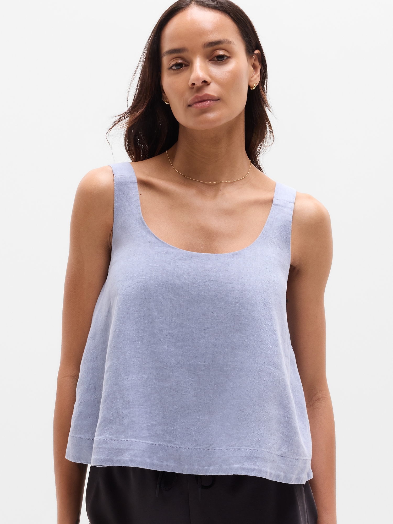 Retreat Linen Tank - Blue