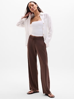 Seasoft Mid Rise Straight Pant - Brown - image 2
