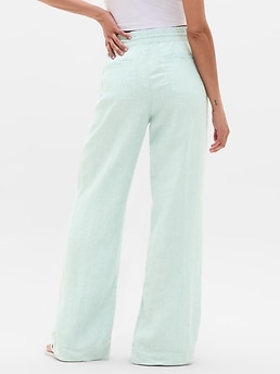 Retreat Linen High Rise Wide Leg Pant - Blue - image 3