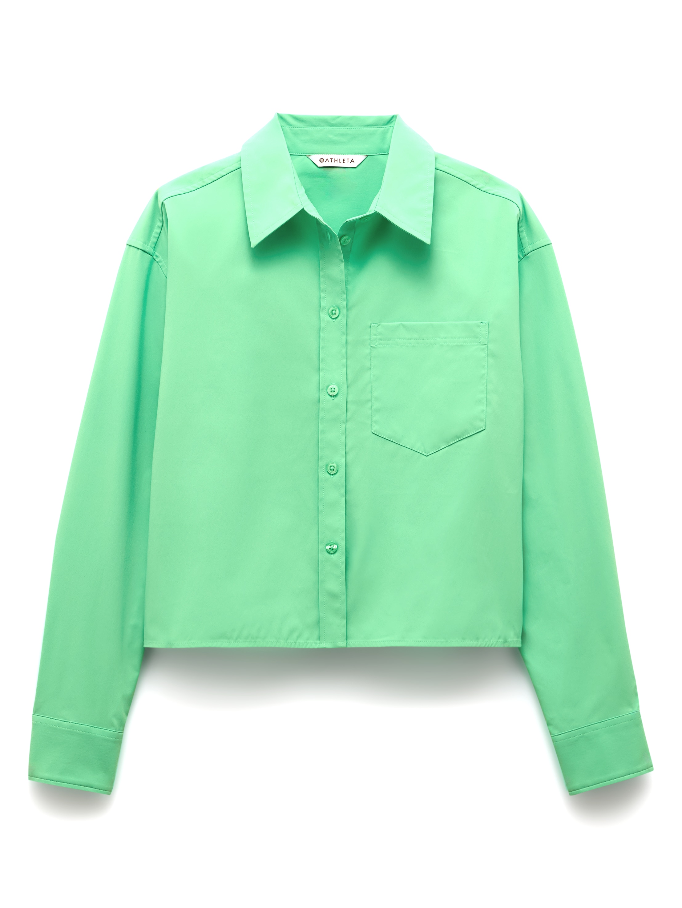 Athleta Midday Cropped Poplin Shirt - Green (Palmetto)